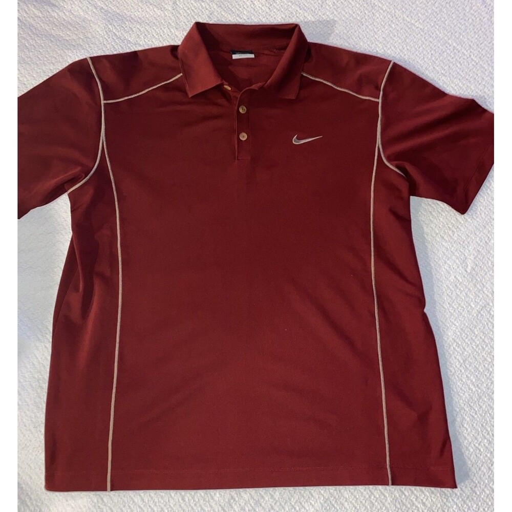 Nike Golf Dri-FIT Polo Shirt Men's XL Maroon Red Short Sleeve Contrast Stitch